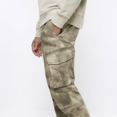 Khaki Camo Print Pants  Cargo Pants - DENIM WISE MANCHESTER