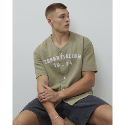 Khaki Regular Fit Essentialism Baseball Shirt