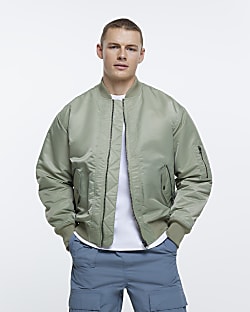 Khaki regular fit zip up MA1 bomber jacket