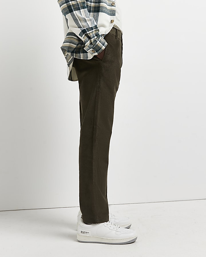 Khaki relaxed fit cord trousers