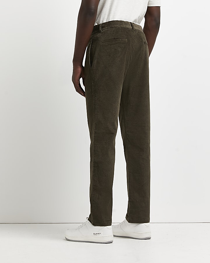 Khaki relaxed fit cord trousers