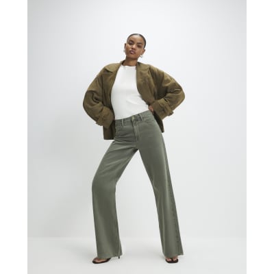 Khaki Relaxed Straight Jeans
