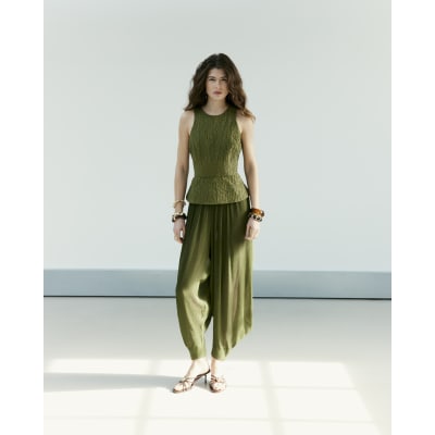 River Island Khaki Ri Studio Hybrid Hareem Jumpsuit