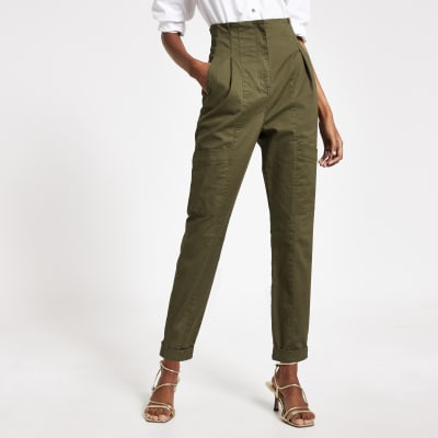 high waisted twill pants