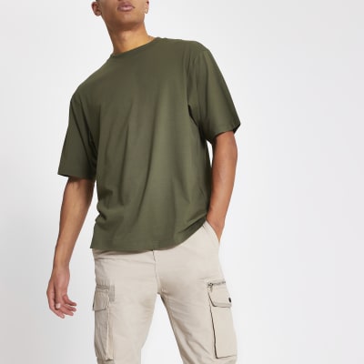 Khaki short sleeve oversized fit t-shirt | River Island