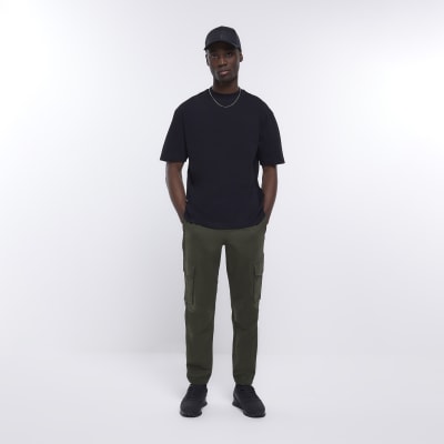 Khaki slim fit cargo joggers
