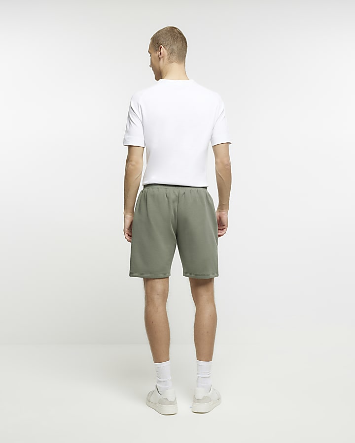 Khaki slim fit casual shorts