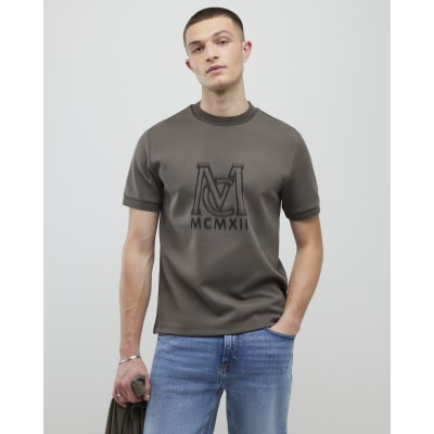 Khaki Slim Fit Graphic Print T-Shirt