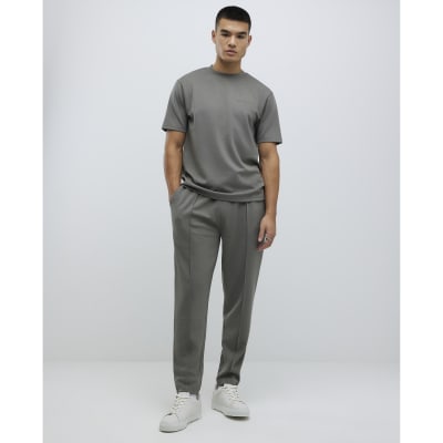 Khaki Slim Fit Interlock Pintuck Joggers