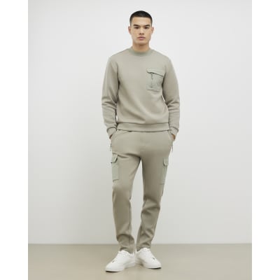 Khaki Slim Fit Nylon Cargo Joggers