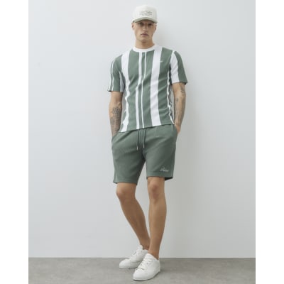 Khaki Slim Fit Palais Embroidered Shorts
