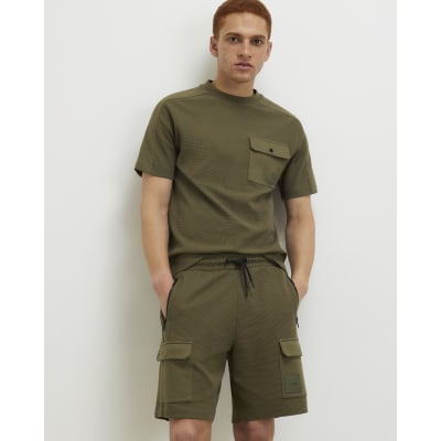 Khaki Slim Fit Textured Lightweight T-Shirt
