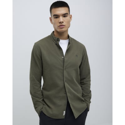 Khaki Slim Fit Washed Shirt