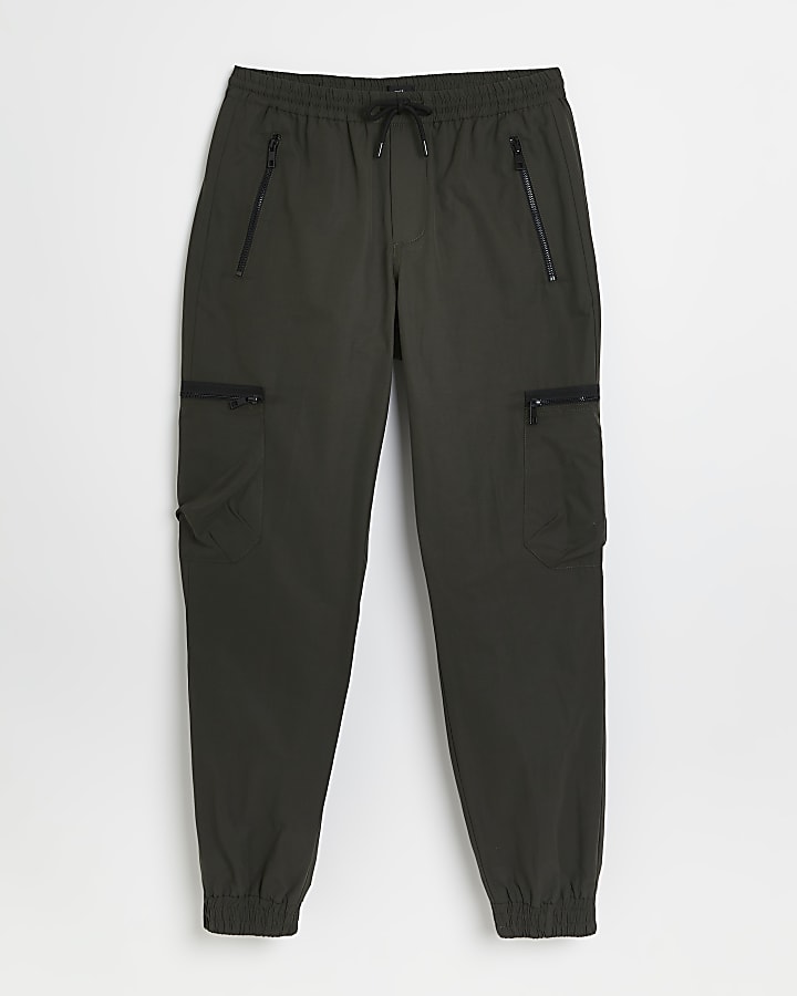 Khaki Slim fit Zip Pocket Cargo trousers