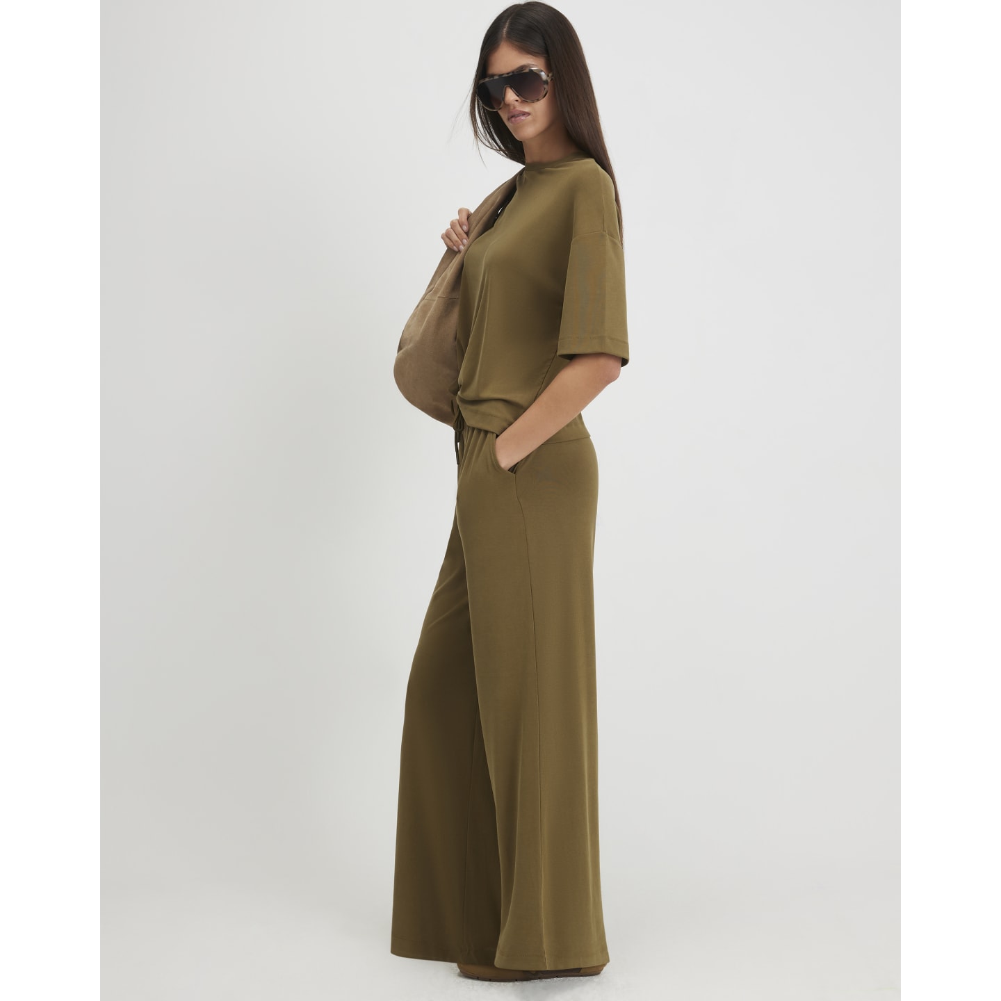River Island Khaki Soft Touch Trousers — photo 1 of 1