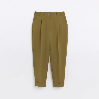 Khaki Straight Leg Smart Trousers