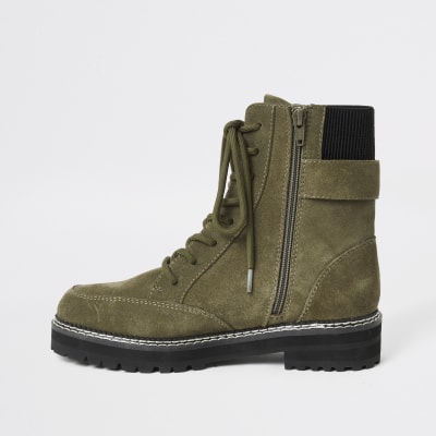 river island khaki boots