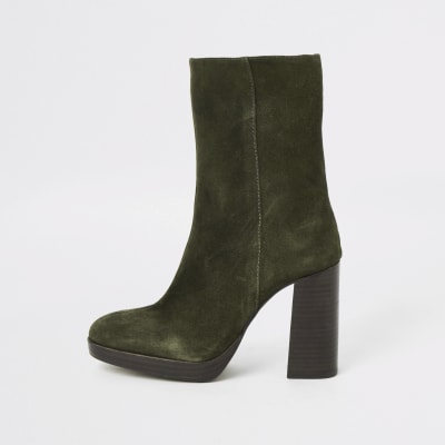 khaki suede boots