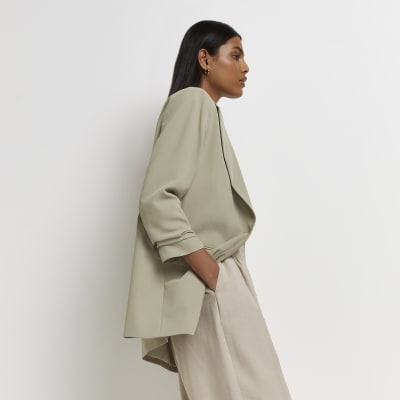 khaki longline blazer