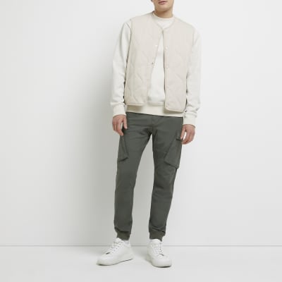 khaki tapered joggers