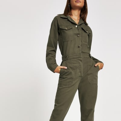 khaki boiler suit river island