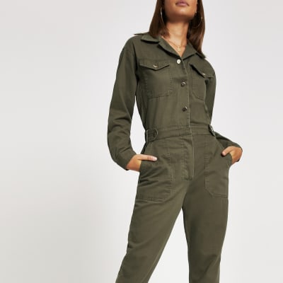 khaki boiler playsuit