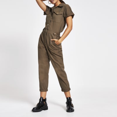 river island khaki playsuit