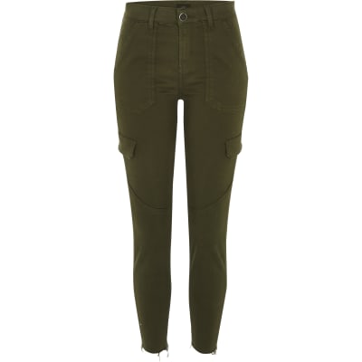 khaki utility skinny jeans