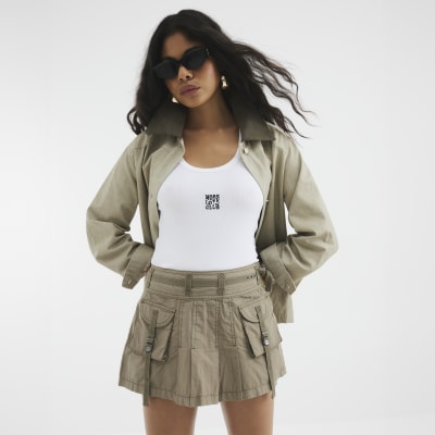 Khaki Utility Mini Skirt