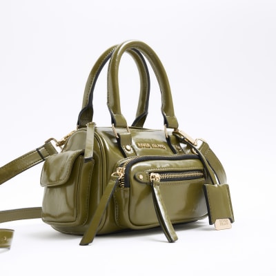Khaki utility small shoulder bag River Island