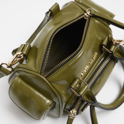 Khaki utility small shoulder bag River Island