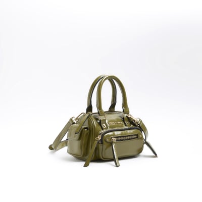 Khaki utility small shoulder bag River Island