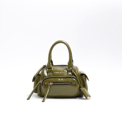 Khaki utility small shoulder bag River Island