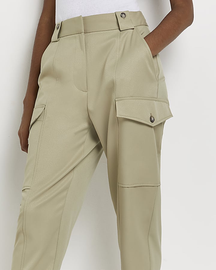 Khaki utility tapered trousers