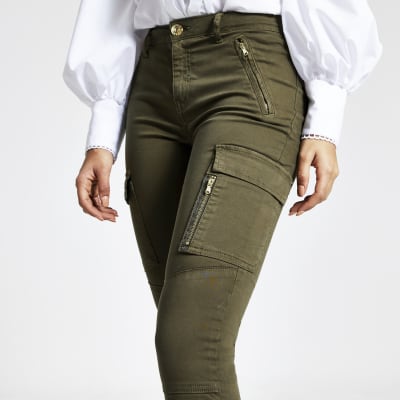 khaki skinny trousers