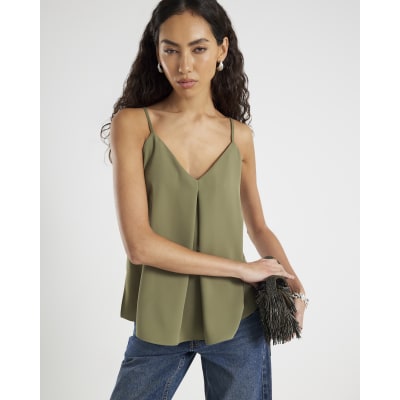 Khaki V-neck Cami Top