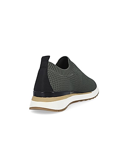 360 degree animation of product Khaki wide knitted trainers frame-11