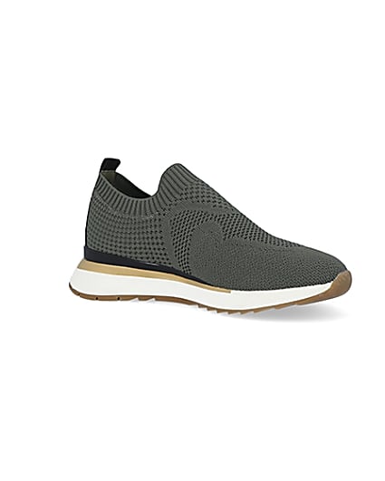 360 degree animation of product Khaki wide knitted trainers frame-17