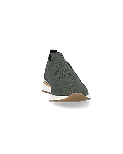 360 degree animation of product Khaki wide knitted trainers frame-20