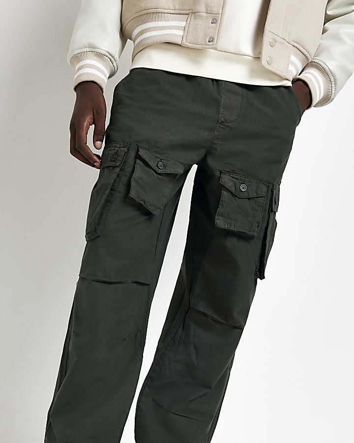 Khaki Wide leg Cargo trousers