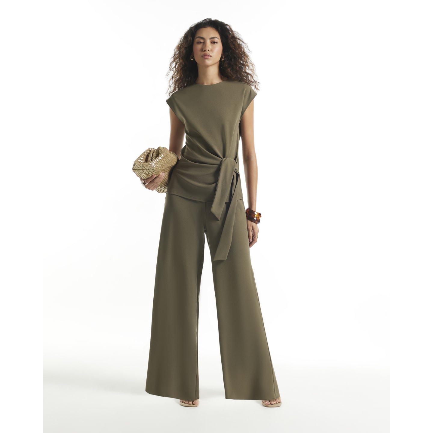 River Island Khaki Wide Leg Trousers — photo 1 of 1
