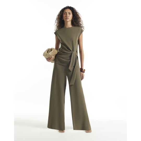 River Island Khaki Wide Leg Trousers