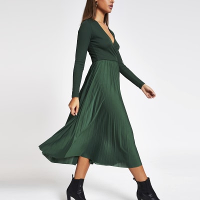 river island print midi dress khaki