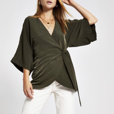 khaki tunic top