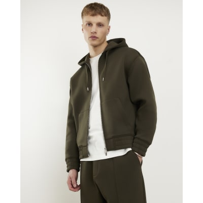 Khaki Zip Through Premium Hoodie