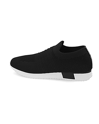 360 degree animation of product Kids black knit runner trainers frame-4