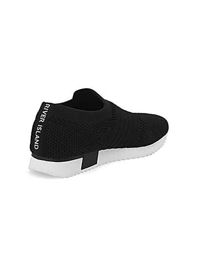 360 degree animation of product Kids black knit runner trainers frame-12