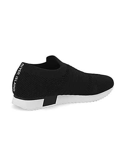 360 degree animation of product Kids black knit runner trainers frame-13