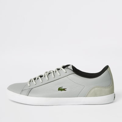 lacoste grey leather trainers