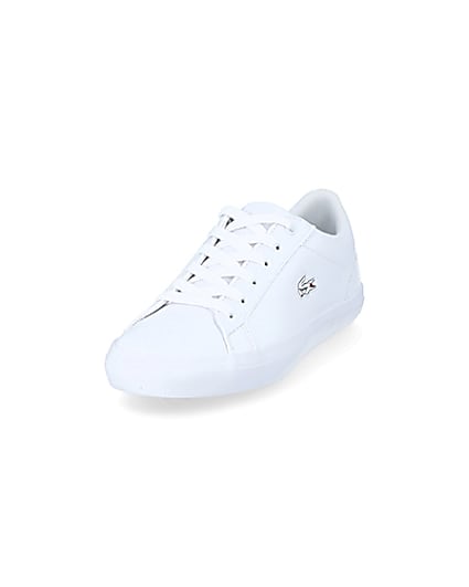 360 degree animation of product Lacoste leather Lerond lace-up trainers frame-23